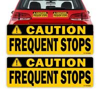 TOTOMO Caution This Vehicle Makes Frequent Stops Magnet 10"X3.5" Reflective Magnetic Safety Warning Sign Sticker for Carrier delivery Fleet Car Truck Van Flex Driver (2 Pack)