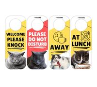 TOTOMO Do Not Disturb Door Hanger Sign, Away/At Lunch/Please Knock, Cute Cat Design for Home Office, Work from Home, Video Calls, Dorm Room or Clinic, 3.5 x 9 Inch