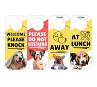 TOTOMO Do Not Disturb Door Hanger Sign, Away/At Lunch/Please Knock, Cute Dog Design for Home Office, Work from Home, Video Calls, Dorm Room or Clinic, 3.5 x 9 Inch