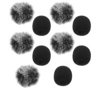 Totority 10pcs Headset Mic Covers Wind Muff Microphone Windscreens Foam and Furry Mini Windscreens for Lavalier Mic Protection and Wind Noise Reduction