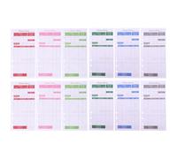 Totority 12 Sheets Portable Paper Budget Tracker Refill Sheets with Six Colours and Punched Holes, Sturdy Expense Tracking Cards for Everyday Currency Budget Management and Office Supplies
