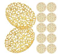Totority 12pcs Ramadan Decorations Tray Set for Eid Mubarak with Golden Plastic Cake Serving Plates, Easy to Carry and Practical Table Trays Decoration for Desktop and Dresser Use