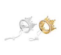 Totority 2pcs Adjustable Dog Birthday Party Hats and Cat Crowns with Sparkling Plastic Crown Design and Elastic Rope for Photo Props and Special Days Celebration