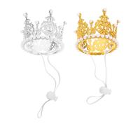 Totority 2pcs Birthday Crown Party Hats for Dogs and Cats, Lightweight Plastic Crown with Elastic Rope, Versatile Pet Costume Accessory for Special Days, Sparkling and Stylish Design