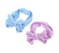 Totority 2pcs Elastic Dog Headbands with Decorative Bow, Purple and Blue Dog Party Bow Hair Accessories, Cute Pet Costume Props for Photos and Special Occasions