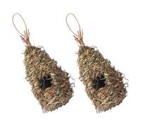 Totority 2pcs Hand Woven Natural Grass Bird Nests for Sparrows and Hummingbirds Lightweight Hanging Bird Huts for Outdoor Garden and Window Enthusiasts