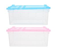 Totority 2Pcs Reptile Feeding Box, Plastic Transparent Breeding Cage with Breathable Vents for Corn Snakes, Tortoises, Geckos and Spiders, Portable Outdoor Incubation Container (6.48x4.52x2.55 Inches)