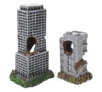 Totority 2pcs Resin Castle Ruins Aquarium Decoration with Realistic Antique Style for Fish Tank Hideout and Shrimp Shelter, Aquarium Building and Landscaping Decor