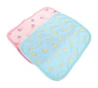 Totority 2pcs Small Animal Summer Cooling Mat for Hamster Rabbit Pet Supplies, Xs Size Cooling Cushion with Cherry Pink and Banana Blue for Resting and Bedding