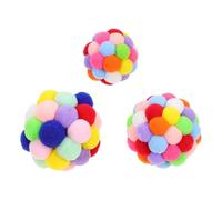 Totority 3pcs Colorful Plush Cat Balls for Cat Playing Elastic Yarn Balls for Reducing Separation Anxiety and Killing Time Interactive Teaser for Indoor Fun