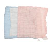Totority 3pcs Muslin Burp Cloths Set, Candy Color Washed Gauze Square Towels for Newborns, Soft Breathable Drool and Face Towels in Light Pink, Light Blue, White