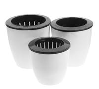 Totority 3pcs White Plastic Self Watering Flower Pots with Practical Automatic Watering System for Small Plant Varieties for Home Gardening and Home Furnishings