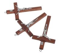 Totority 3pcs Wooden Christian Religious Cross Pendants Brown Jesus Cross Charms for DIY Craft Projects and Home Decorations with Safe, Elegant Retro Style
