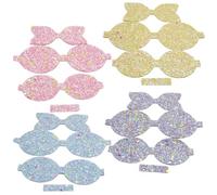 Totority 4 Pieces Glow-in-the-dark Glitter Fabric Sheet Hair Pin Bow Accessories, Shiny Sequin Bow Making Supplies in Rose Red, Blue, Purple, and Yellow for DIY Hair Clips