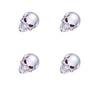Totority 4pcs Silver Skull Metal Car Badge Emblems with Red Eyes Bat Auto Logo Decal Stickers for Vehicle Decoration Skull Accessories for Cars Trucks Motorcycles