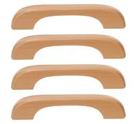 Totority 4pcs Smooth Beech Wood Cabinet Handle in Khaki Colour Simple Design, Sturdy Furniture Pulls for Bookcase and Cabinet, Can Withstand Huge Pulling Forces, for Kitchen and Home Use