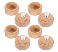Totority 4pcs Tooth Souvenir Box with Childfriendly Design and Rounded Edge, Wooden Teething Storage Box with Individual Labeled Compartments, Compact Keepsake for Showers and Holidays