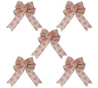 Totority 5pcs Khaki Burlap Fishtail Decorative Bow with Snowflake Pattern