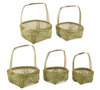 Totority 5pcs Large-capacity Bamboo Woven Storage Basket with Handle Practical Hand-woven Storage Container for Wedding Present and Romantic Outing