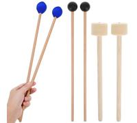 Totority 6 Pcs Drum Mallets Set with Felt and Yarn Heads, Wooden Percussion Mallets for Music Learning and Performances, Sturdy Drumsticks with Great Sound Quality and Resistant to Damage