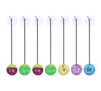 Totority 7 Pieces Reptile Bell Ball for Bearded Dragons and Small Pets with Suction Cups, 4 Colorful and 3 Crystal Wear-resistant Enrichment for Lizard, Chinchilla, Guinea Pig, and Hamster
