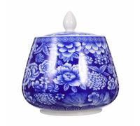 Totority 870ml Blue and White Porcelain Ceramic Canister with Sealed Storage Function, Delicate Chinese Style Floral Look Jar for Home Tea and Scented Tea Storage