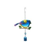 Totority Bird Wind Chime Hanging Wind Bell Glass Metal Blue Short Design Adorable Creative Style Brightening Provide Calm and Relaxation Outdoor Decoration for Garden and Room