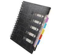 Totority Black Pp Divider Spiral Notebook with Tabs A5 for Office