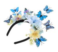 Totority Blue Butterfly Headband with Realistic Craftsmanship and Handmade Elegance, Cloth Material Wedding Headpiece for Women, Easy to Match and Versatile Use for Performances and Costume