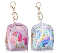 Totority Coin Purses Star Pattern Small 2 Pcs Pu Leather with Keychain and Buckle, Unicorn Design Zipper Pouches Compact Wallets to Store Small Items for Travel and Hanging