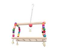 Totority Colorful Wooden Parrot Swing with Beaded Hanging Bridge Design for Cockatiel and Parakeet Playground Adventuring and Playing