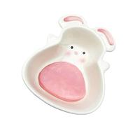 Totority Creative Pink Rabbit-shaped Ceramic Pet Ceramic Bowl High Resistance to Wear and Easy to Use Design Suitable for Small Pets and Hamsters in Supplies
