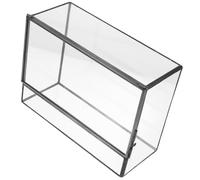 Totority DIY Landscape Container Desktop Plants Holder for Tabletop Use Geometric Glass and Tin Construction Black Colour Lightweight and Easy to Clean Modern Sleek Style for Moss