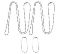 Totority Dog Tag Ball Chain Stainless Steel Bead Chain for Rugged Environments with Quick Release Clasps 4pcs Corrosion-resistant Keychain Supplies for Military Style Accessories