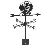 Totority Dog Weather Vane Black Metal Wind Direction Indicator with Hollow Silhouette, Vintage Iron Art Weathervane Decor for Outside Garden Barn Roof Cupola Yard, 51.5cm x 32cm