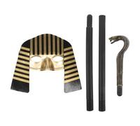 Totority Egyptian Pharaoh Costume Set 2pcs - Halloween Mask with Scepter, Decorative Egyptian Headpiece for Boys and Party Dress-up and Cosplay