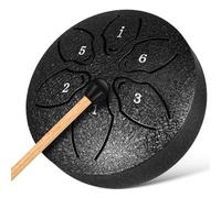 Totority Ethereal 3-inch 6-note Tongue Drum Black Rain Chime Hand Percussion Instrument and Adults Outdoor Music Therapy with Mallets and Songbook