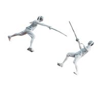 Totority Fencing Model Figures Hand Painted Resin 1/64 Scale 2pcs with Realistic Detailing, Easy to Carry Miniature People Tiny Fencing Decorations for Diorama and Display in Small Spaces