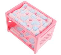 Totority Guinea Pig Bunk Bed with 5 Pieces Set Including Pink Small Bed, 2 Assorted style Mats, 2 Blankets, Comfortable Double-layer Hamster Nest for Chinchilla, Bunny, Hedgehog Color