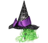Totority Halloween Pet Witch Hat for Puppy and Cat, Black Polyester Soft and Gentle on Pet Skin, Star Patterned Pointed Hat for Birthday Parties and Masquerade Cosplay
