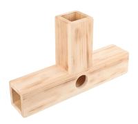 Totority Hamster Hideout Wood Hideout Tunnel Exercise Training Wooden Mini Hideaway for Small Pets Guinea Pig and Hamsters Beige T-shaped Design