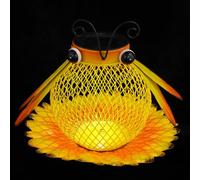 Totority Hanging Bird Feeder with Iron Frame and LED Light Solar Powered No Assembly Required, Continuous 6-12 Hours Illumination, for Backyard and Patio Outdoor Decoration