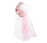 Totority Headband Unique Day the Dead Cosplay Party Accessory Bride Halloween with Mesh Veil and Realistic Blood Effect Versatile Ghost Festival Headpiece for Women