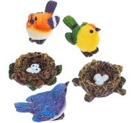 Totority Miniature Artificial Bird Nest 3 Mini Artificial Bird Figurines Set Micro Landscape Decor for Dollhouse Dollhouse Accessories for Pretend Play and Gardening Scenes