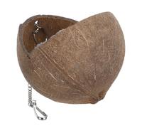 Totority Natural Coconut Shell Parrot Sleeping Hut with Cozy Pad, Curved Hanging Bird Nest for Parakeet Cage, Safe Nesting and Comfortable Rest in Small Animal Habitats