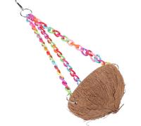 Totority Parrot Resting Perch Swing Bird Cage Hanging Bed Comfortable Natural Coconut Shell Sturdy Chain Hook Nest for Garden Outdoor Use Pets and Birds Random Color