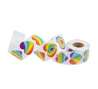 Totority Rainbow Heart Sticker Pride Sticker Roll Unique Heart Pattern Design Assorted Rainbow Colors for Wrapping Valentine's Day Party Decoration