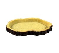 Totority Reptile Tank Food Holder Pet Feeding Bowl Food Dish Safe for Pet Use Resin Simulation Tree Bark Pattern Lizards Snake Friends Or Family Who Have Reptile Random Color