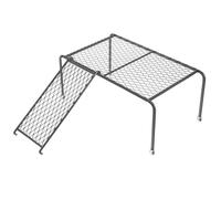 Totority Rutin Chicken Coop Feeding Holder with Climbing Ladder, Large Black Mesh Platform Rack for Chicken Coop, Poultry Perch and Drinking Station Accessory