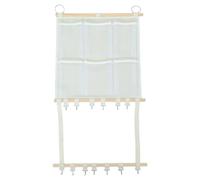 Totority Stuffed Animal Hammock with 6 Mesh Bags and 13 Hooks, Large Capacity Hanging Storage Organiser for Nursery and Small Bedrooms, Boho Style Cloth and Wood Material